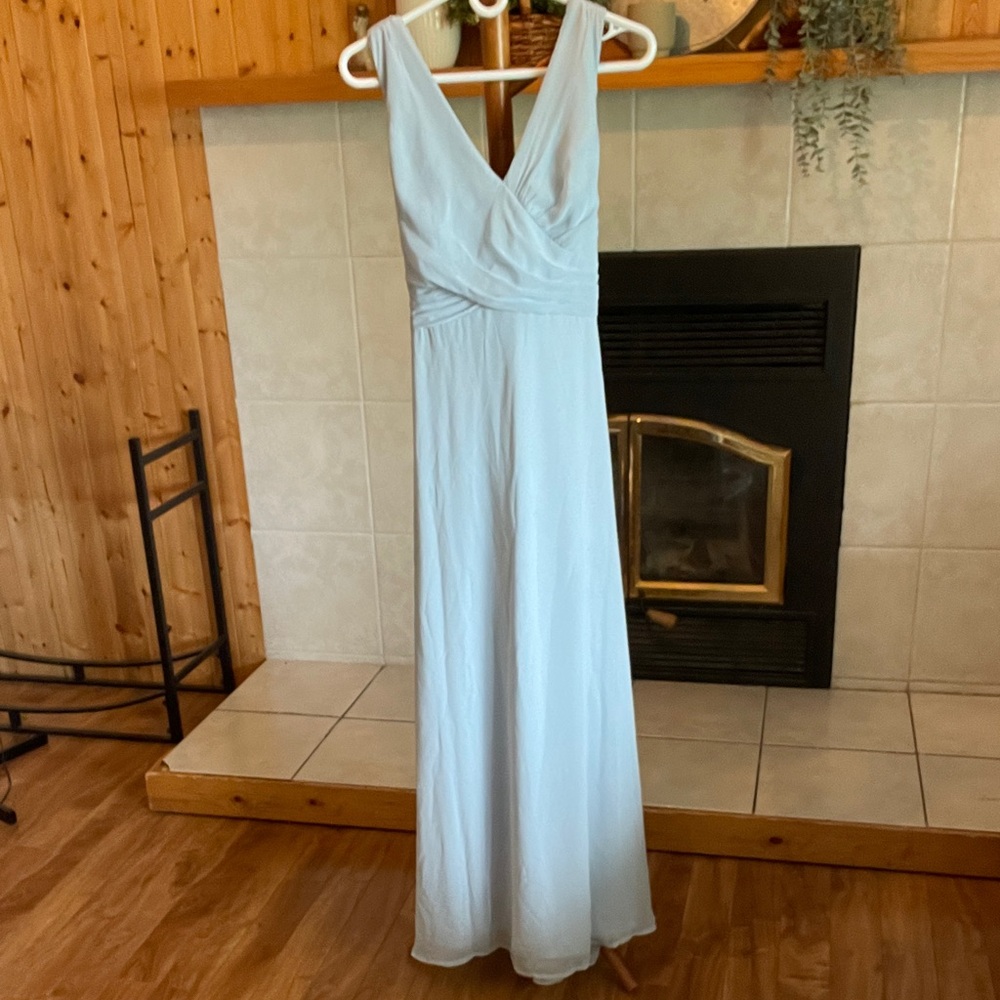Light Blue V-Neck Women’s Maxi Dress